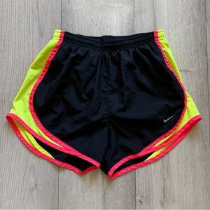 Nike Dri-Fit running shorts, size S, Black and Neon